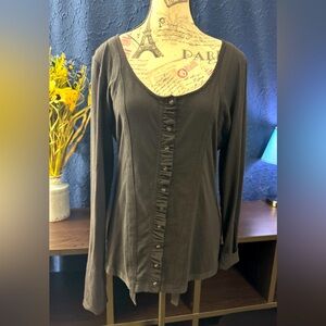 Silver Jeans Co. Black Buttoned Fitted Long Sleeve Blouse size large